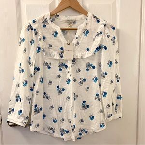 Lucky Brand Blue and White Floral Blouse